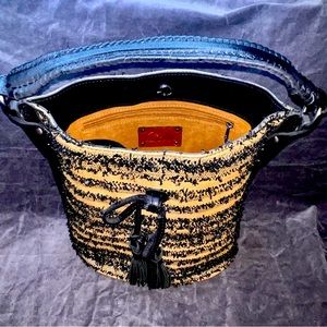 Patricia Nash Straw & Leather Bucket Bag *New*